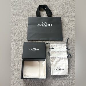 NEW Coach New York Black Shopping Bag Gift Box and Lot of 3 Jewelry Pouches
